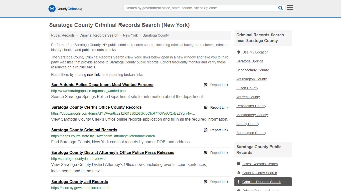 Criminal Records Search - Saratoga County, NY (Arrests, Jails & Most ...